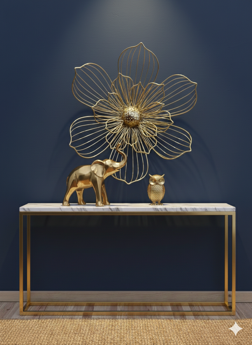 Ashlo's Decorative Golden Floral Wall Art | 3D Metal Flower Design | Modern Wall Décor for Living Room & Bedroom
