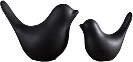 Ashlo's Black & White Ceramic Bird Figurines, Birds Minimalist Sculptures, Decorative Bird Ornaments For Home Decor, New Home Gifts, Marriage Gift for New Couple