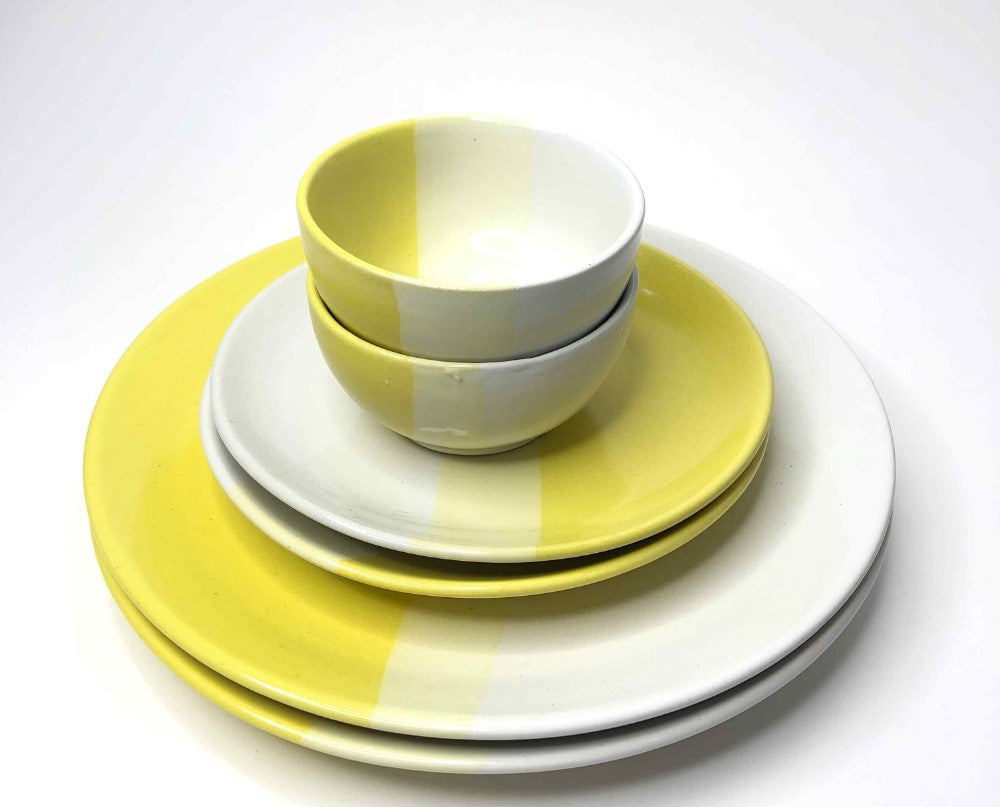 Ashlo's Decor Handmade Ceramic Dinner Plate - Vintage Design & Break Resistant for Home, Kitchen, Restaurant, Party -Dinner Plates with Serving Bowl and Quarter Plates