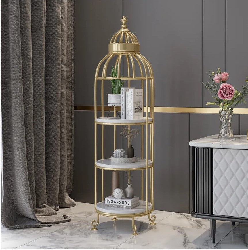 Ashlo's Decor Multipurpose Iron Cage Shape Book Shelf / Corner Shelf - Beautiful & Lightweight Book Storage Rack Shelf for Home & Office