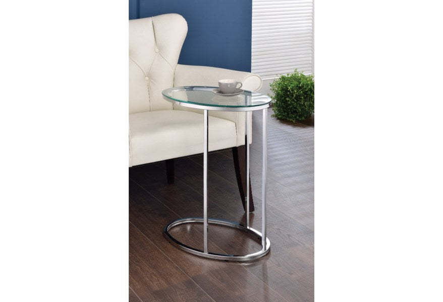 Ashlo's Décor Beautiful Silver Chrome Stainless Steel Side Tables/End Table With Glass Top
