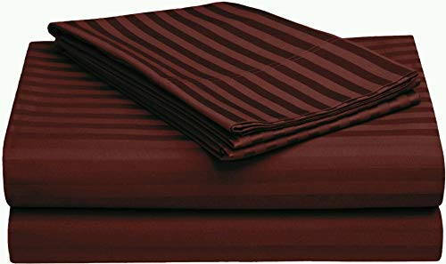Ashlo's Striped Bed Sheet Set, Hotel Style, Satin Stripe, Double Bed, with Pillow Covers