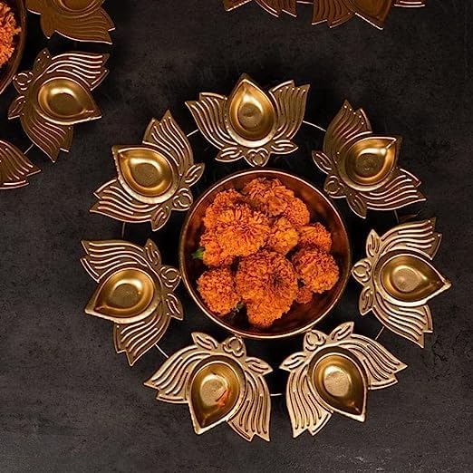 Ashlo's Metal Lotus Dia Urli for Diwali Pooja