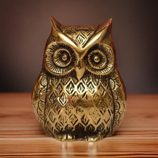 Ashlo's Brass Owl Statue – Vintage-Inspired Decorative Figurine for Home Decor – Wise Owl Sculpture for Console Tables, Bookshelves, and Office Desks – Antique Gold Finish