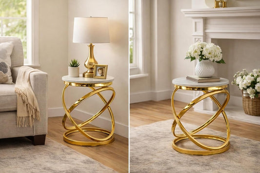 Ashlo's Décor Beautiful Golden Nested Stainless Steel Side Tables/End Table