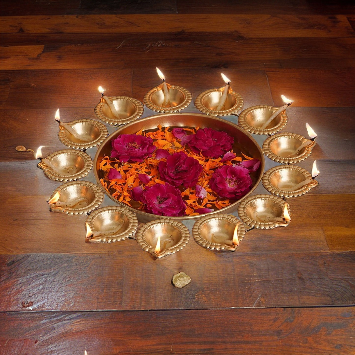 Ashlo's Metal Dia Urli for Diwali Pooja Set of 3