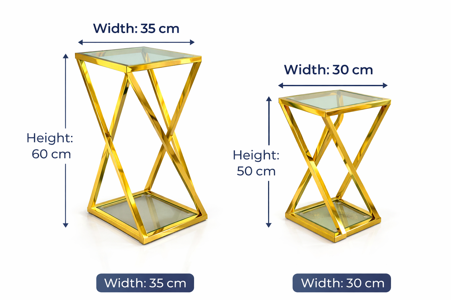 Ashlo's Décor Beautiful Golden Stainless Steel Nested Side Tables/End Table