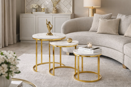 Ashlo's Décor Beautiful Golden Nested Stainless Steel Side Tables/End Table