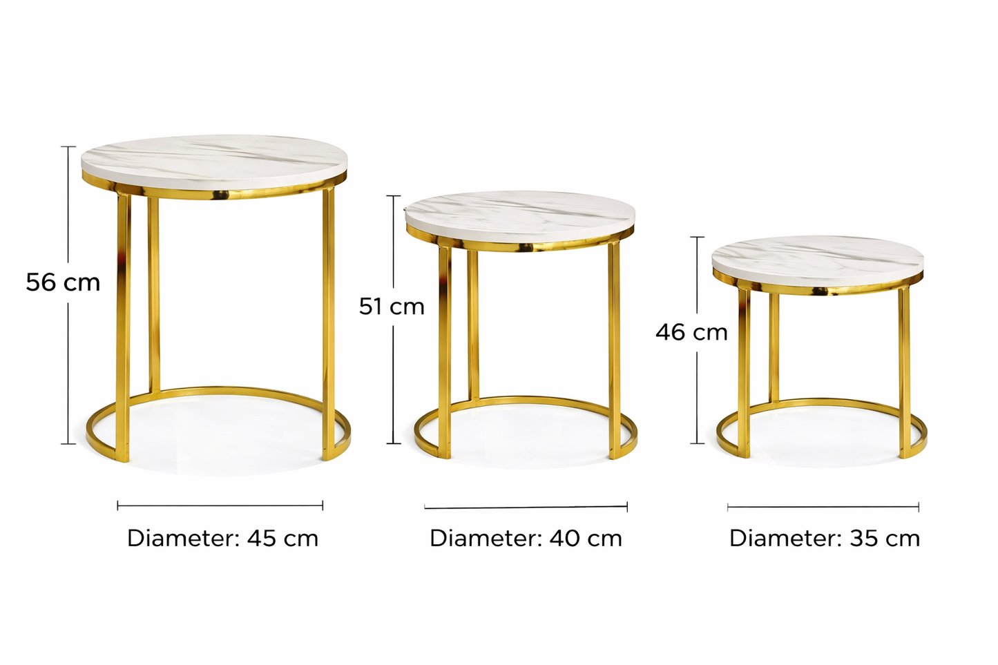 Ashlo's Décor Beautiful Golden Nested Stainless Steel Side Tables/End Table