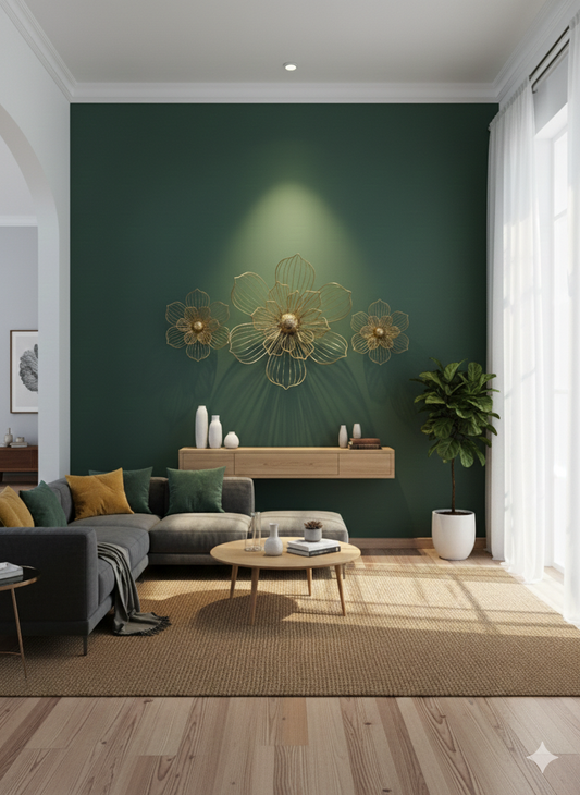 Ashlo's Decorative Golden Floral Wall Art | 3D Metal Flower Design | Modern Wall Décor for Living Room & Bedroom