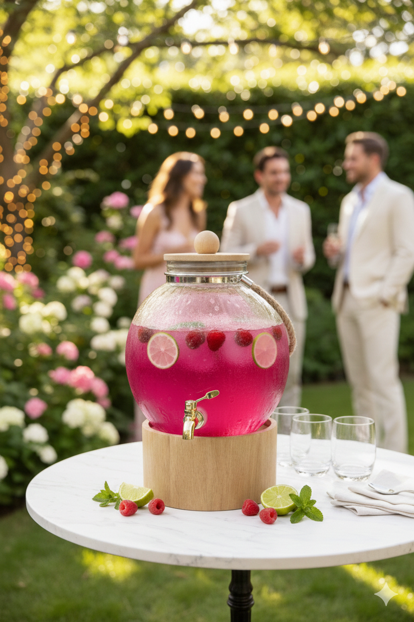 Ashlo's 3 Litre Glass Beverage Dispenser with Easy-Pour Tap – Ideal for detox water, juices, lemonade, and more. Durable glass mason jar design, perfect for home, kitchen, parties, and restaurants.