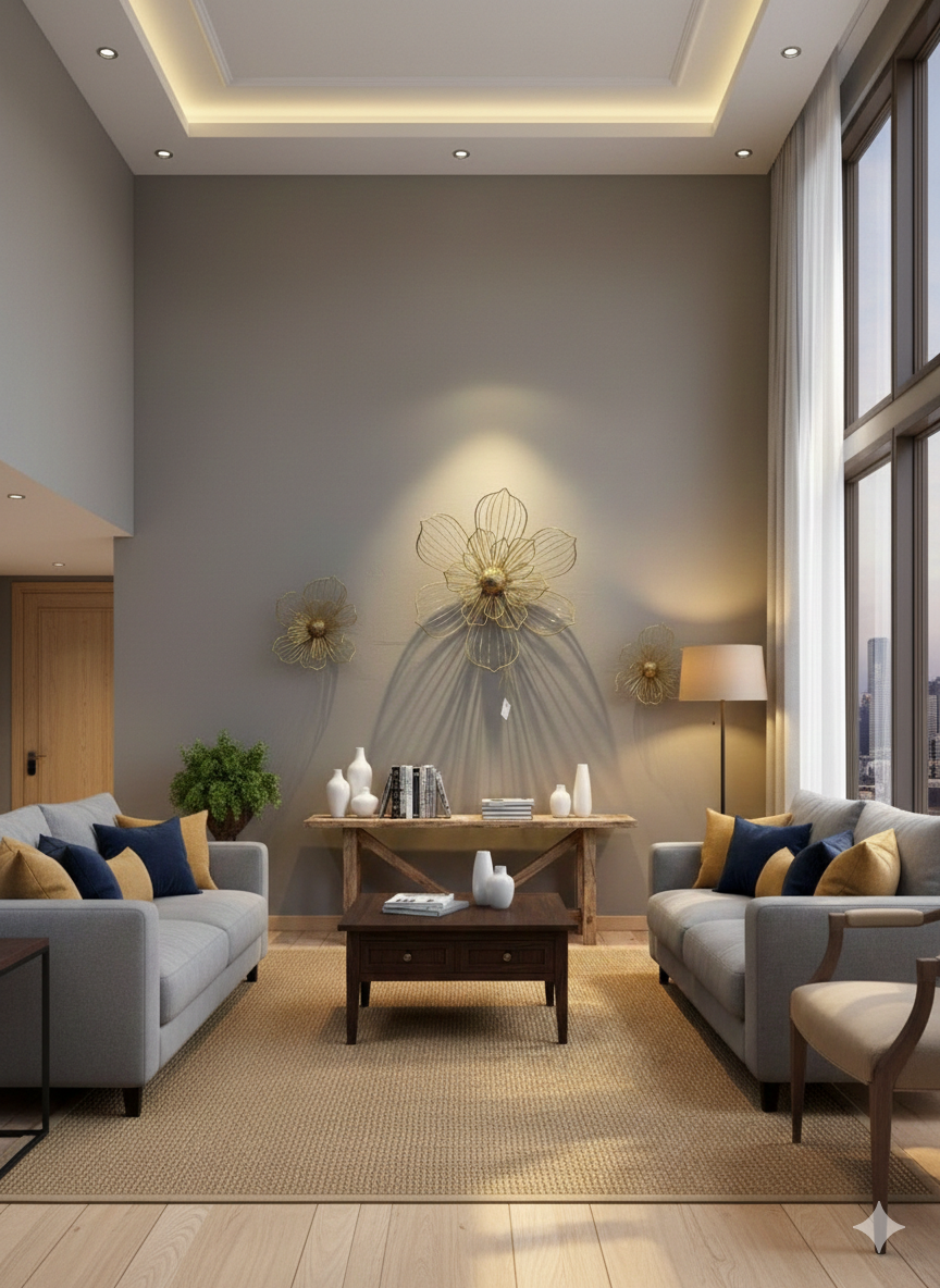 Ashlo's Decorative Golden Floral Wall Art | 3D Metal Flower Design | Modern Wall Décor for Living Room & Bedroom