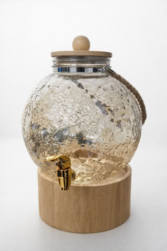 Ashlo's 3 Litre Glass Beverage Dispenser with Easy-Pour Tap – Ideal for detox water, juices, lemonade, and more. Durable glass mason jar design, perfect for home, kitchen, parties, and restaurants.