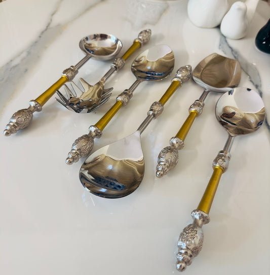 Ashlo's Stainless Steel 6 Pieces Serving Spoon Set, Best Diwali Gift