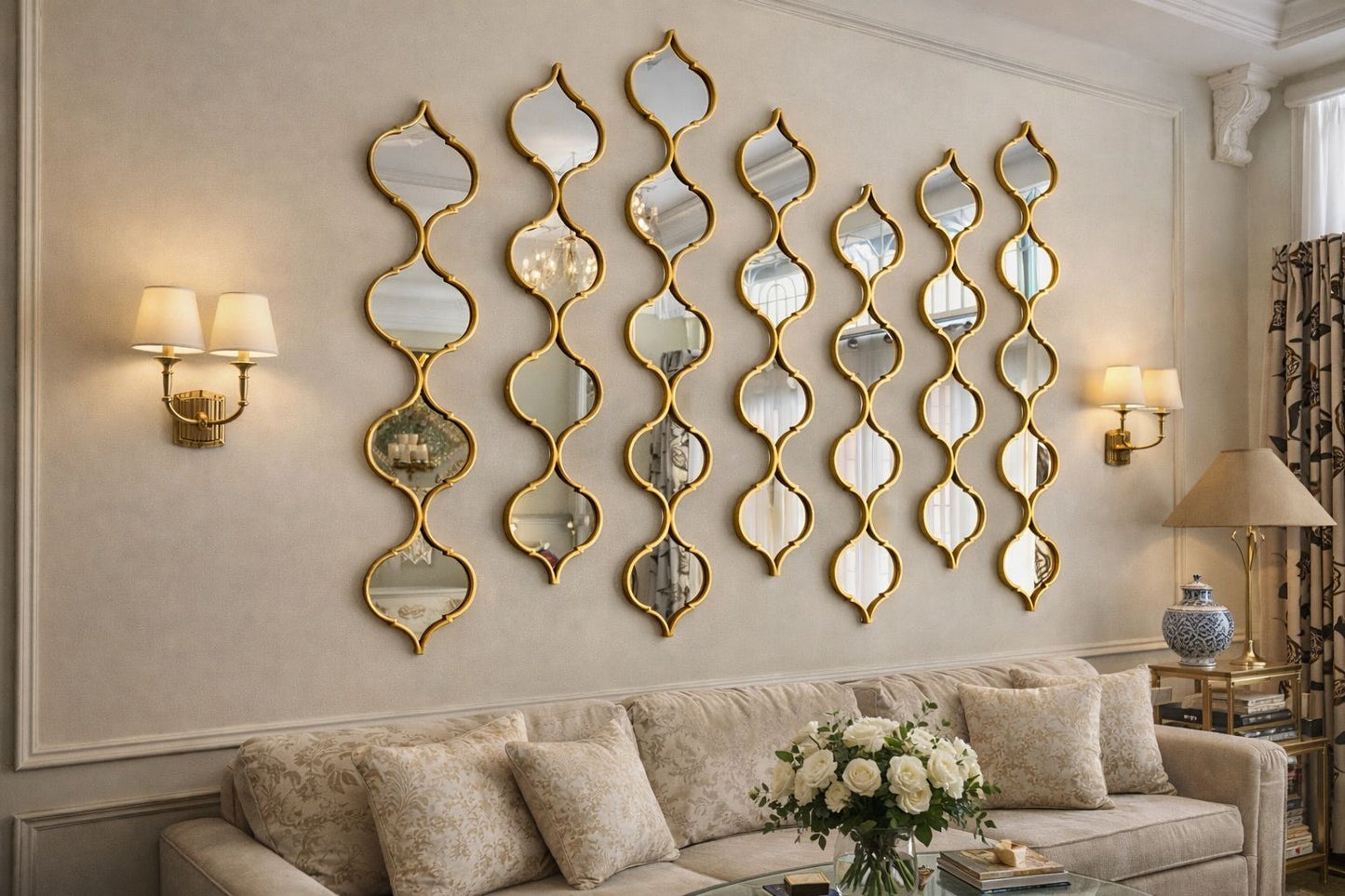 Ashlo's Decor Metal Wall Mirror Strips Art Set Mirror Wall Strips, Wall Art Perfect for Any Wall of Your Home, Diwali Gift