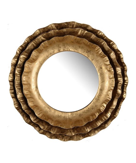 Ashlo's Round Wall-Mounted Mirror, Gold