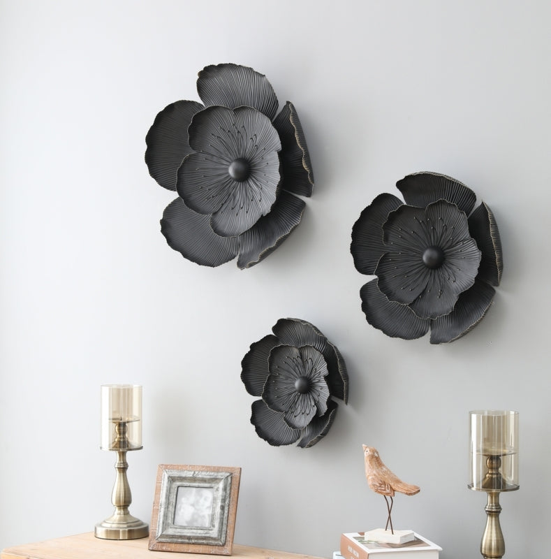 Ashlo's Black Floral Wall Art, Set of 3 Wall Hangings for Living Room, Bedroom, Dining Room