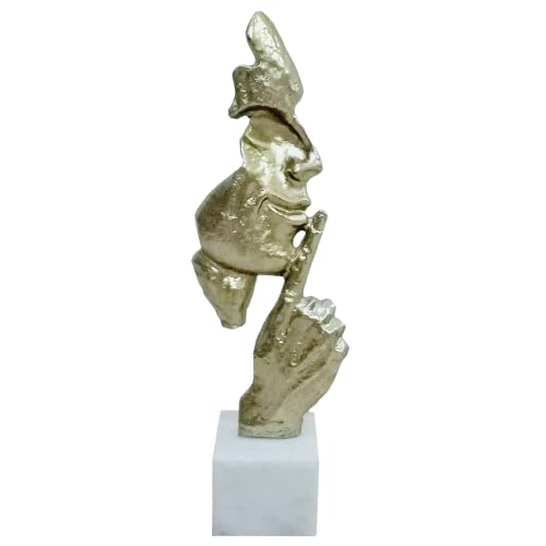 Ashlo's Golden Aluminum's Silent Man Statue Figurine Sculpture for Study Room Library Home Office