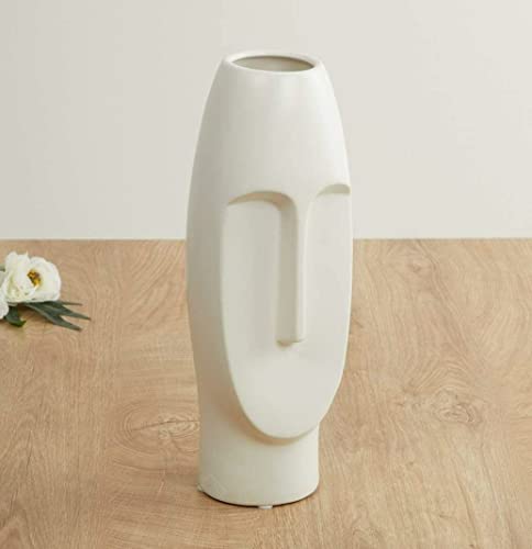 Ashlo's Décor Ceramic Abstract Face Vase | Ceramic Flower Vase | ( White)