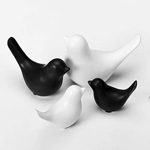 Ashlo's Black & White Ceramic Bird Figurines, Birds Minimalist Sculptures, Decorative Bird Ornaments For Home Decor, New Home Gifts, Marriage Gift for New Couple