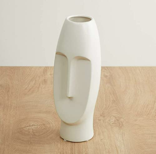 Ashlo's Décor Ceramic Abstract Face Vase | Ceramic Flower Vase | ( White)