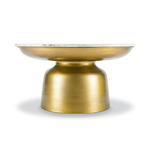 Ashlo's Décor Stainless Steel Brass Finish with White Marble top - Centerpiece for Living Room, Bedroom