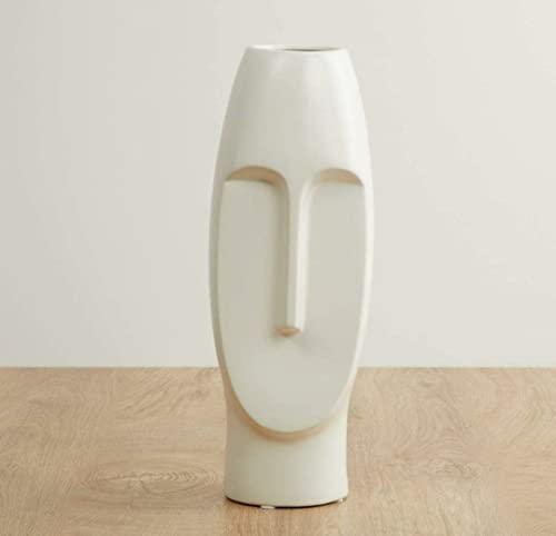 Ashlo's Décor Ceramic Abstract Face Vase | Ceramic Flower Vase | ( White)