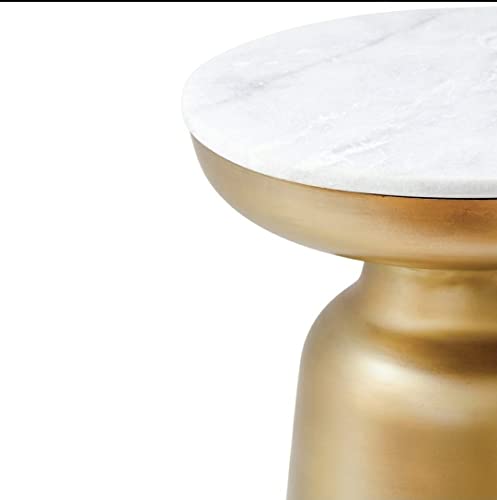 Ashlo's Décor Stainless Steel Brass Finish with White Marble top - Centerpiece for Living Room, Bedroom