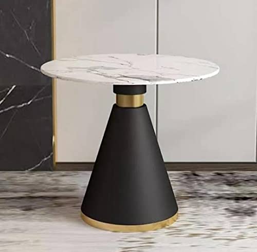 Ashlo's Décor Mild Steel with White Stone Top - Matte Black Base Beautiful Antique End Table