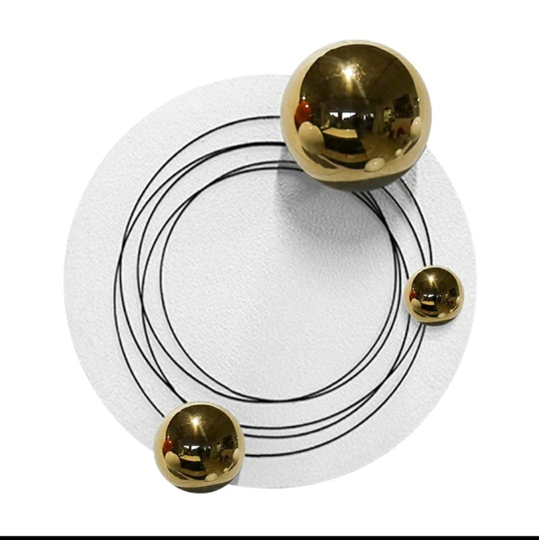 Ashlo's Decor Handcrafted Stainless Steel Gold plated Balls with mild steel wires | Hanging Decorative Item for Home, Restaurant, Living Room, Dining Room, Office