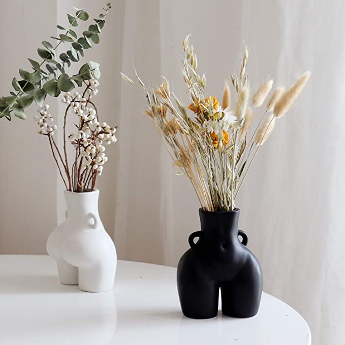 Ashlo's Décor Lady Figure Vase | Ceramic Vase for Pampas Grass Home Decor Items for Living Room Bedroom Accessories Dried Flower Vase Marriage Gifts for Couples