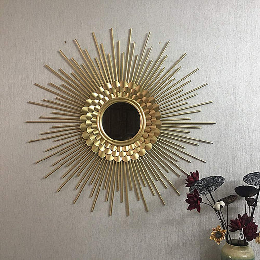 Ashlo's Decor Stylish Sunburst Wall Decor Mirror/ Showpiece Item / Wall Hanging Wall Arts / Wall Hanging Decorative for Home, Restaurant, Living Room, Dining Room, Office