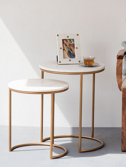 Ashlo's Décor Beautiful Nested Golden Iron Side Tables/End Table.