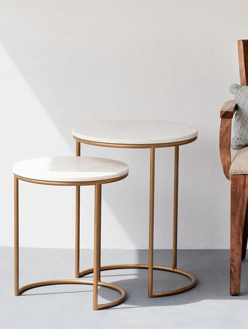 Ashlo's Décor Beautiful Nested Golden Iron Side Tables/End Table.