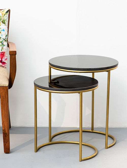 Ashlo's Décor Beautiful Nested Golden Iron Side Tables/End Table.