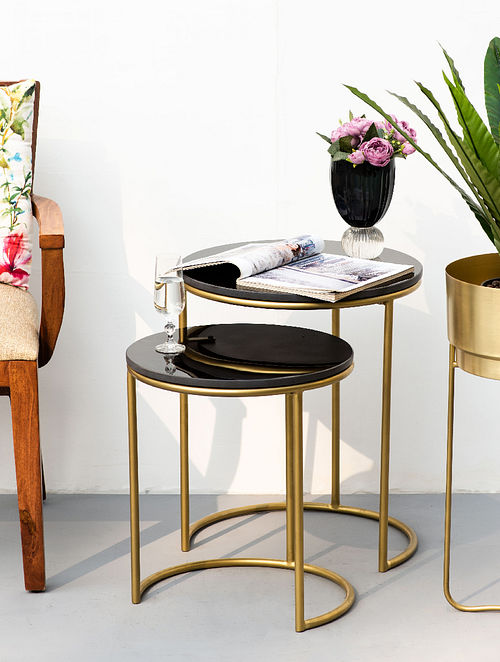 Ashlo's Décor Beautiful Nested Golden Iron Side Tables/End Table.