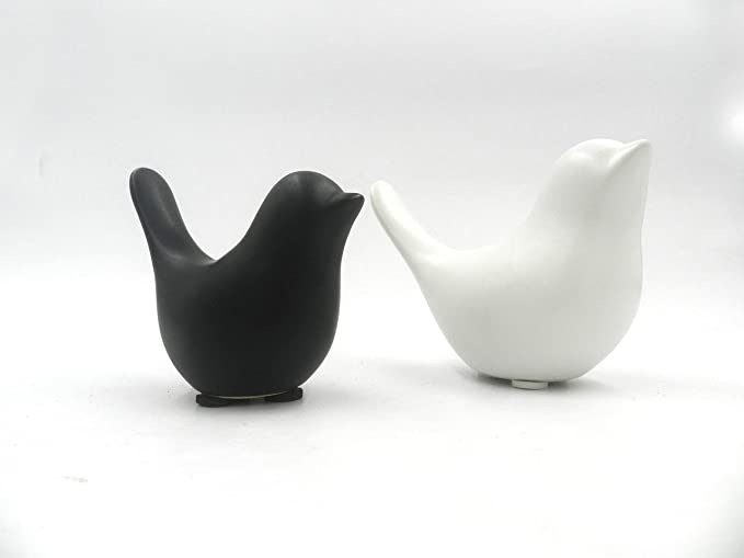 Ashlo's Black & White Ceramic Bird Figurines, Birds Minimalist Sculptures, Decorative Bird Ornaments For Home Decor, New Home Gifts, Marriage Gift for New Couple