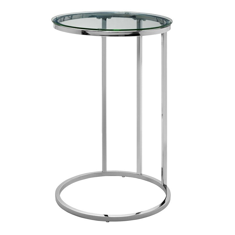 Ashlo's Décor Beautiful Silver Chrome Stainless Steel Side Tables/End Table With Glass Top