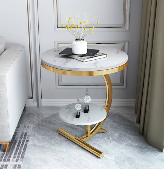 Ashlo's Décor Beautiful Golden Stainless Steel Side Tables/End Table