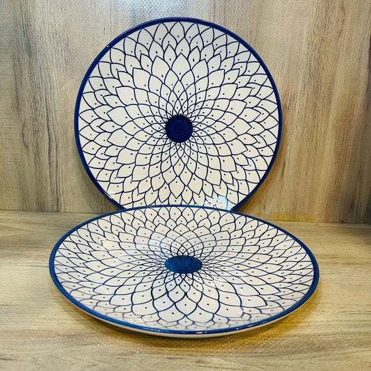 Ashlo's Decor Handmade Ceramic Dinner Plate - Vintage Design & Break Resistant for Home, Kitchen, Restaurant, Party -Dinner Plates with Serving Bowl and Quarter Plates