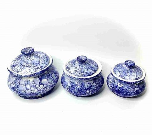 Ashlo's Blue Bubble Print Handi (Set of 3)