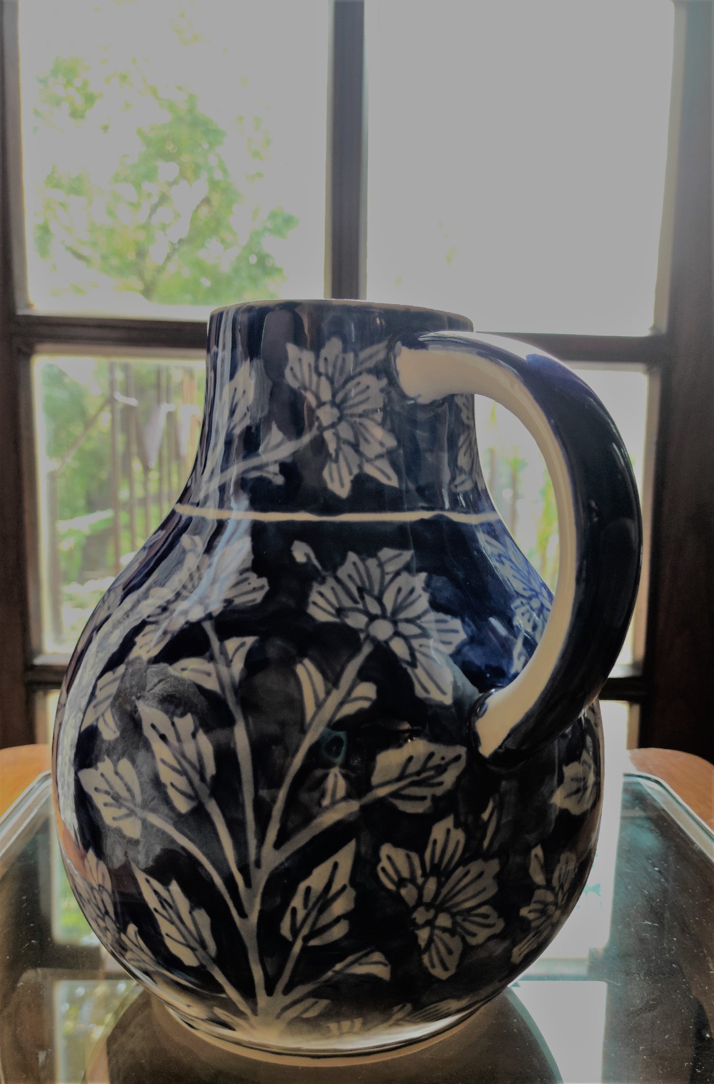 Ashlo's Décor Big Ancient Blue Ceramic  Vase | Ceramic Flower Vase