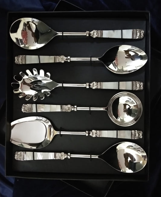 Ashlo's Stainless Steel 6 Pieces Serving Spoon Set, Best for Diwali Gift, House Warming, Wedding Gift