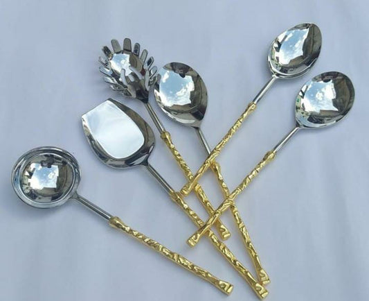 Ashlo's Stainless Steel 6 Pieces Serving Spoon Set, Best for Diwali Gift, House Warming, Wedding Gift