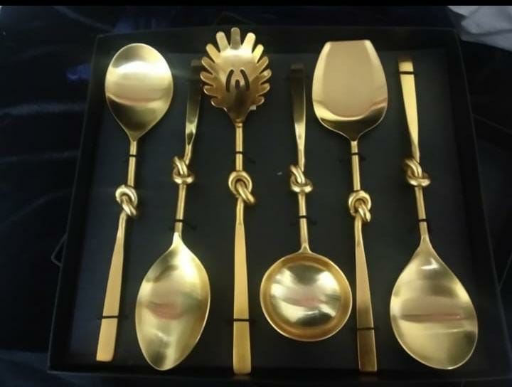 Ashlo's Stainless Steel 6 Pieces Serving Spoon Set, Best for Diwali Gift, House Warming, Wedding Gift