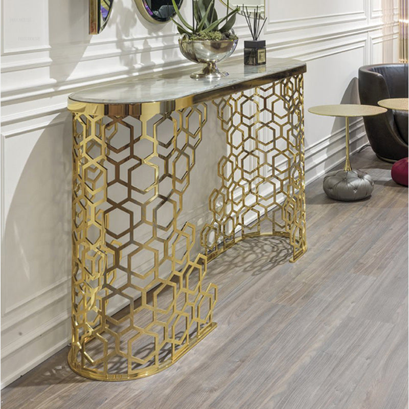 Ashlo's Décor Beautiful Console Table With Stone top Living Room/Foyer Hotel