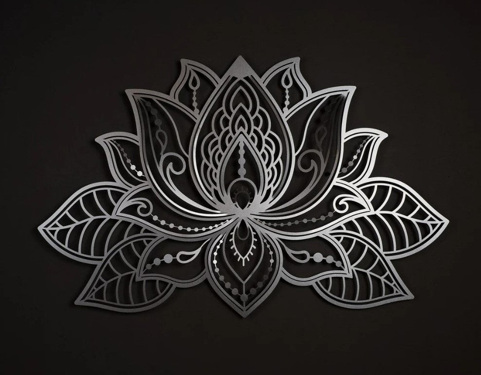 Ashlo's Decor Handcrafted Metal Lotus Design Wall Decor Sculpture / Wall Background Hanging Decorative Item for Home, Restaurant, Living Room, Dining Room, Office