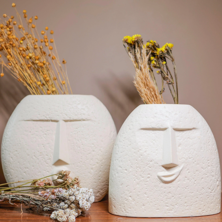 Ashlo's Décor Ceramic Abstract Face Vase | Ceramic Flower Vase