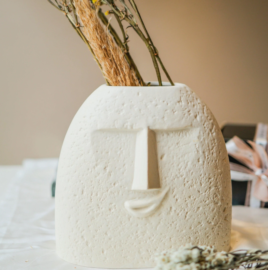 Ashlo's Décor Ceramic Abstract Face Vase | Ceramic Flower Vase