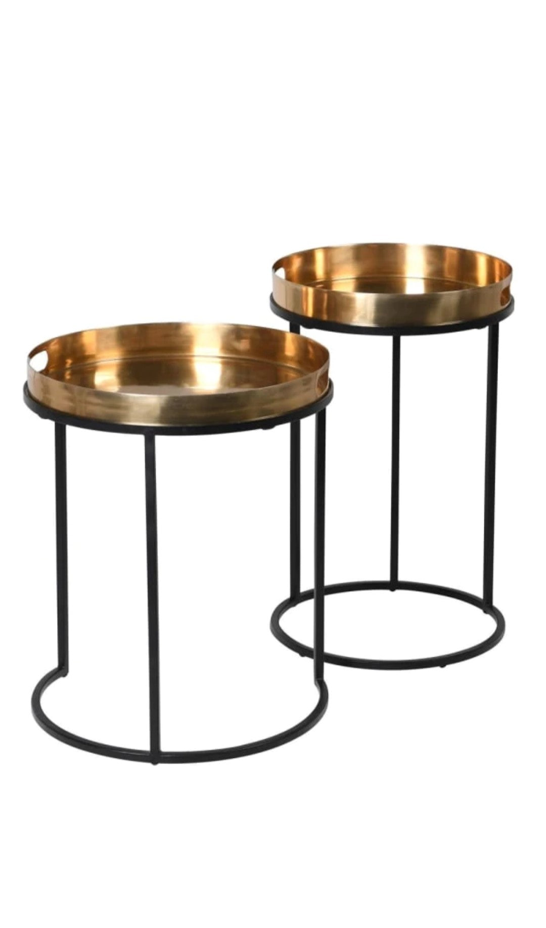 Ashlo's Set of 2 Brass & Black Metal Tray Tables